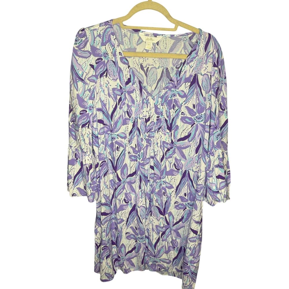 Lilly Pulitzer Danika Dress Tropical Purple Elephant in Bloom Size 12